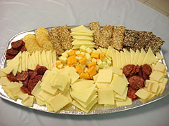 Cheese, cracker, and salami platter